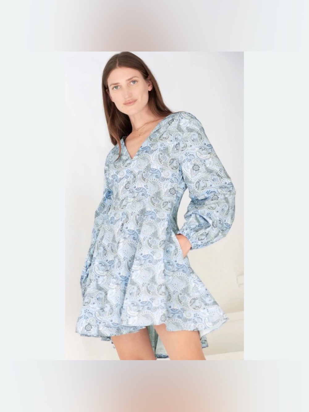 Sokie Collective Puff Sleeve Paisley Mini Dress